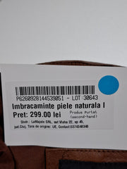 Geacă din piele Solid Bărbați - M